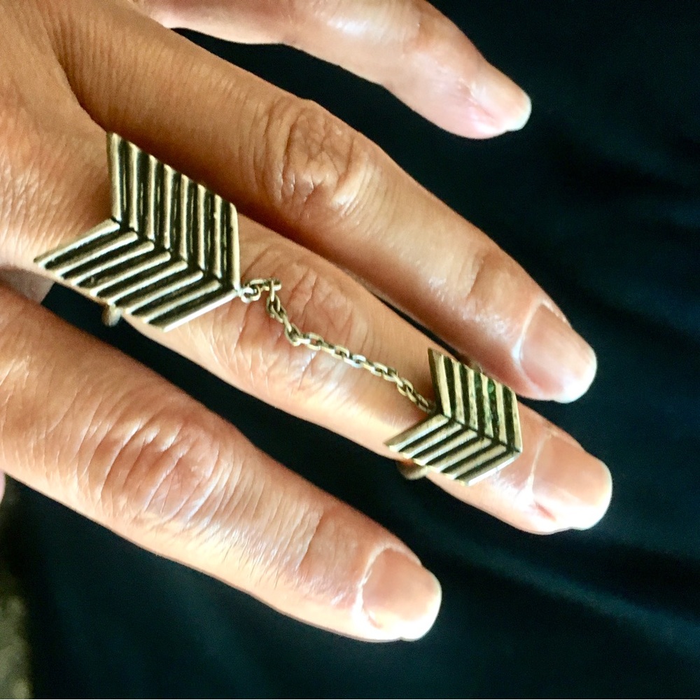 Torchlight Adjustable Dual Chevron Ring With Chai… - image 1